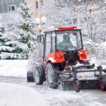 Snow Plowing Around Building
