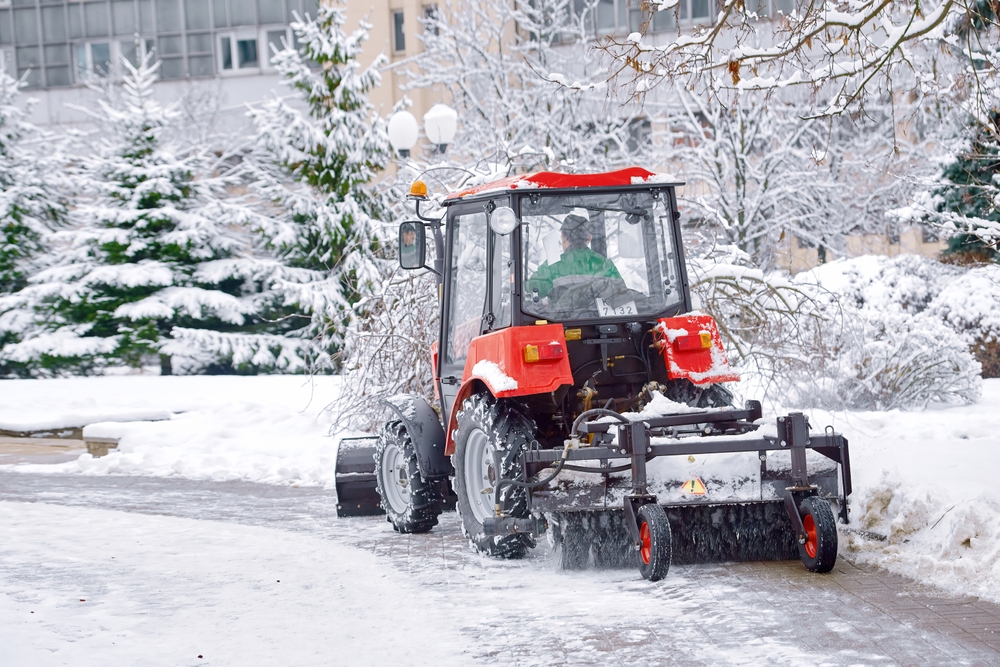 Snow Plowing Around Building